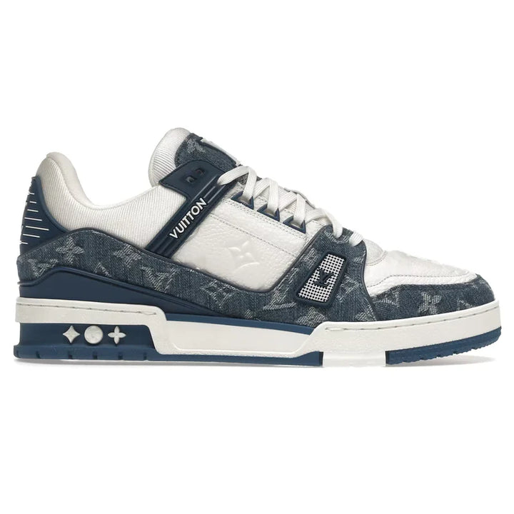 LV TRAINER MONOGRAM DENIM WHITE BLUE